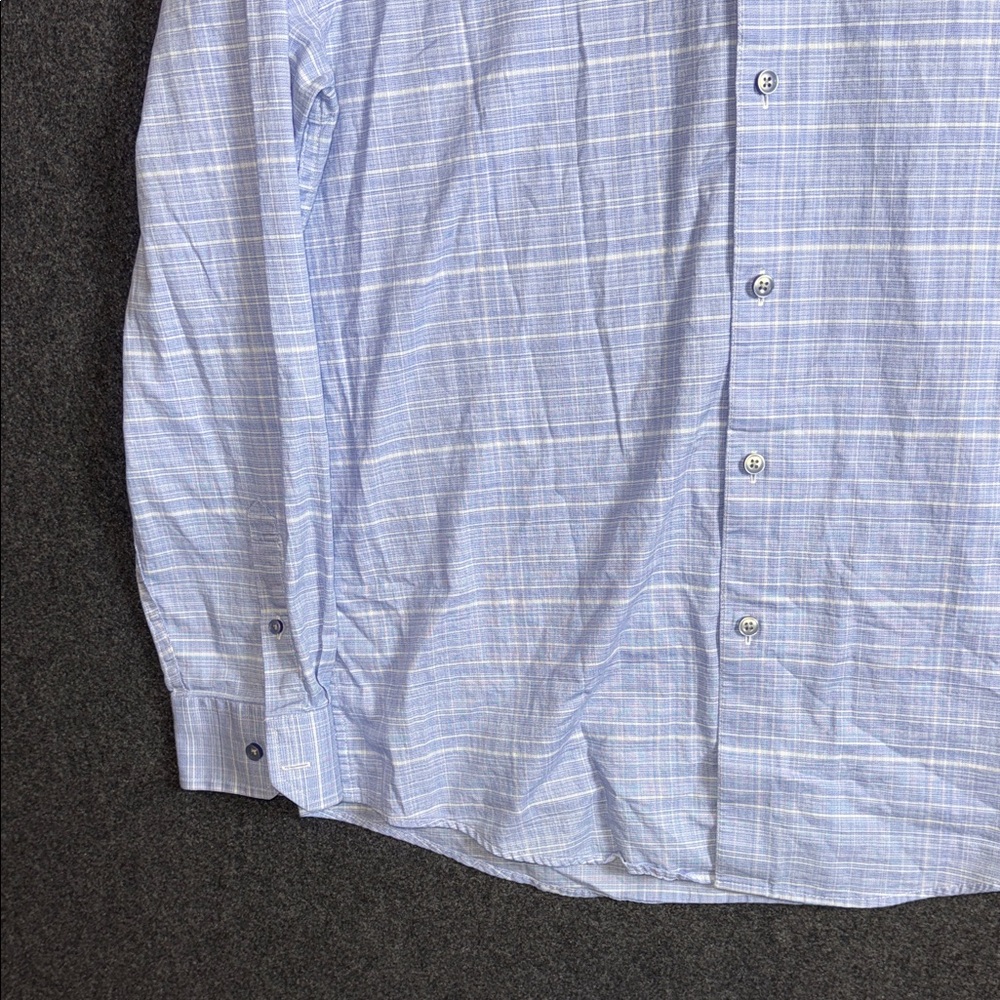 Tasso Elba Light Blue Plaid Button-Down Shirt - Picture 6 of 8